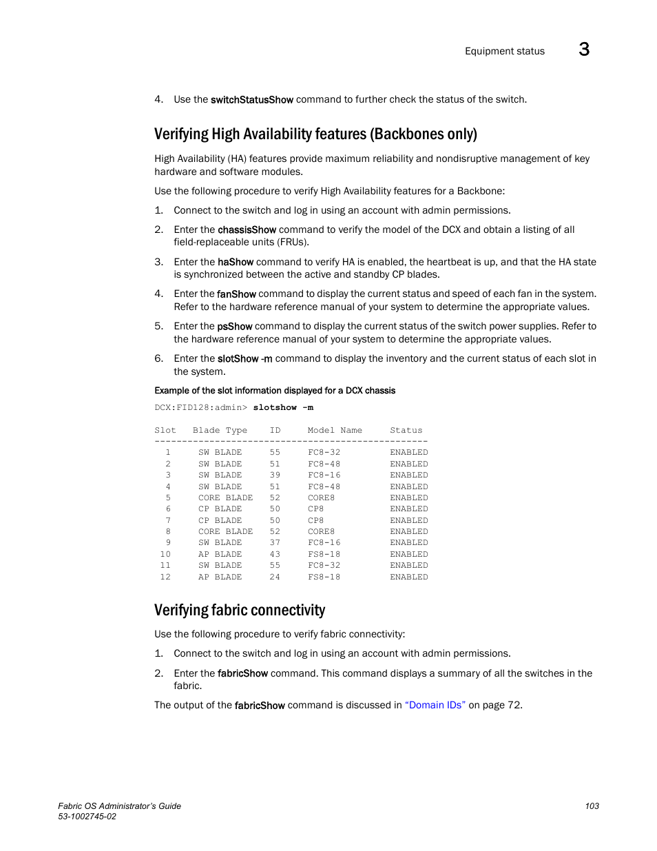 Verifying fabric connectivity | Dell POWEREDGE M1000E User Manual | Page 103 / 666