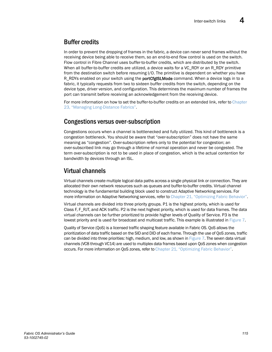 Buffer credits, Congestions versus over-subscription, Virtual channels | Dell POWEREDGE M1000E User Manual | Page 115 / 666