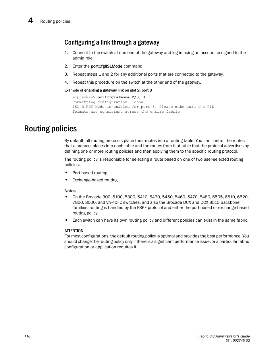 Configuring a link through a gateway, Routing policies, Configuring a link through a | Gateway | Dell POWEREDGE M1000E User Manual | Page 118 / 666