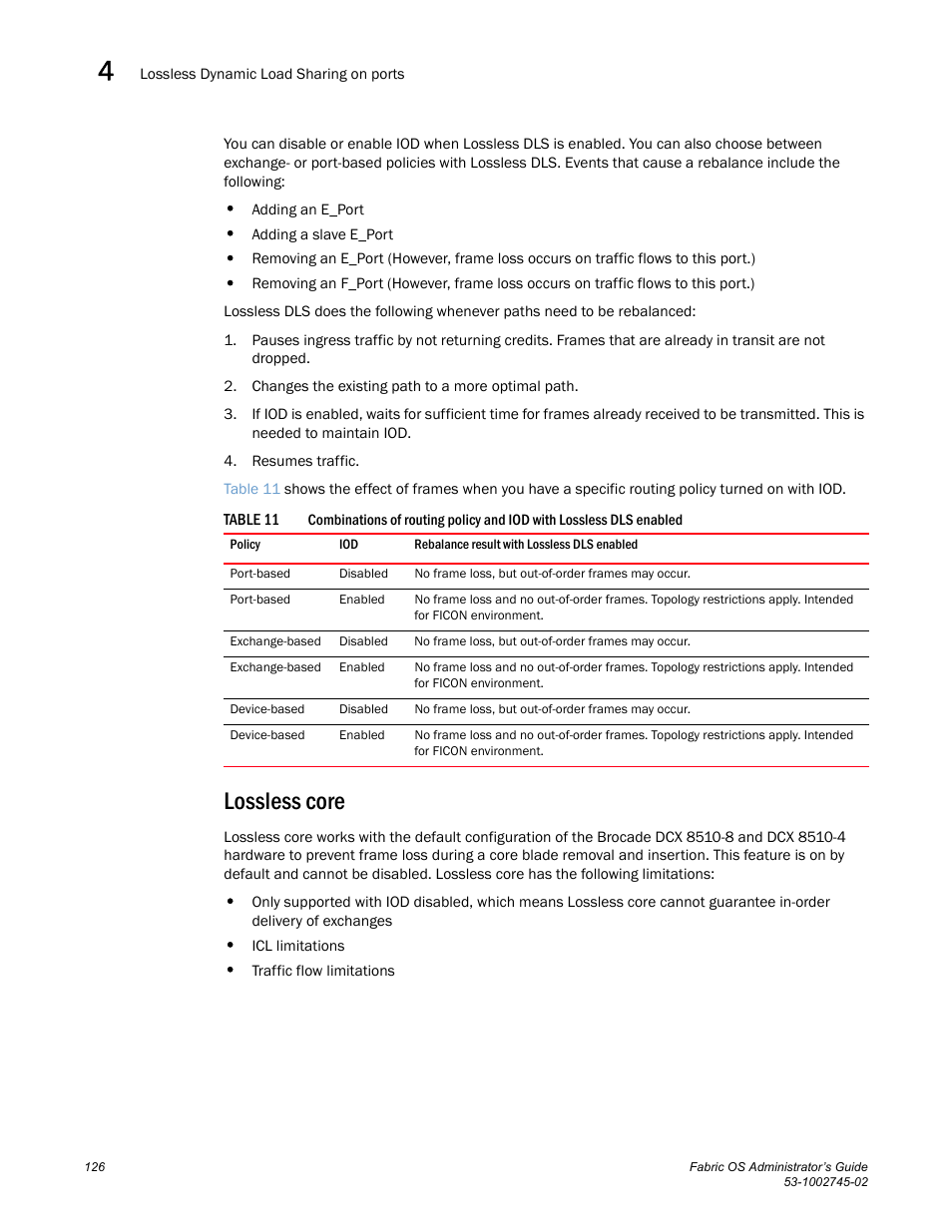 Lossless core, Table 11 | Dell POWEREDGE M1000E User Manual | Page 126 / 666