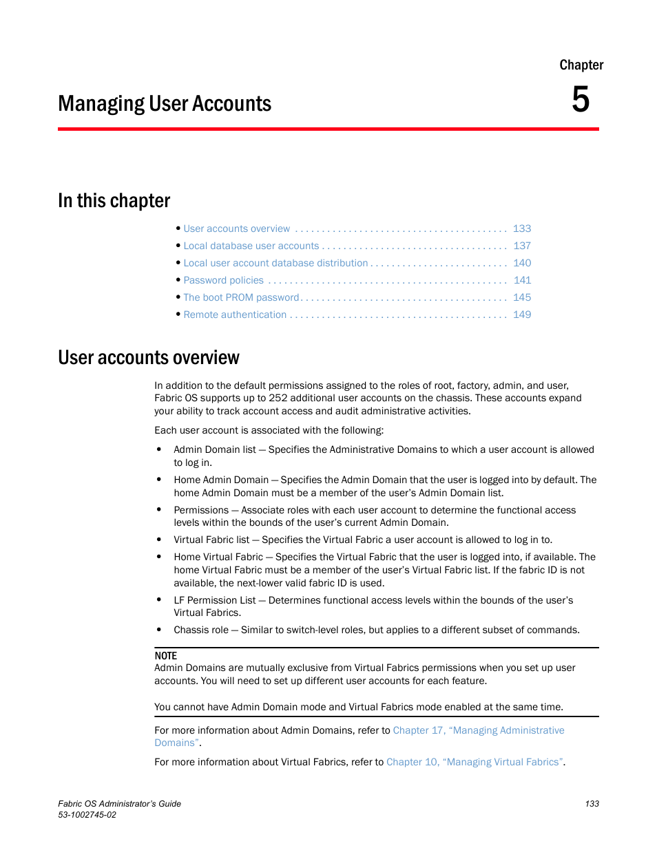 Managing user accounts, User accounts overview, Chapter 5 | Chapter 5, “managing user accounts, Chapter 5, “managing user, Accounts | Dell POWEREDGE M1000E User Manual | Page 133 / 666