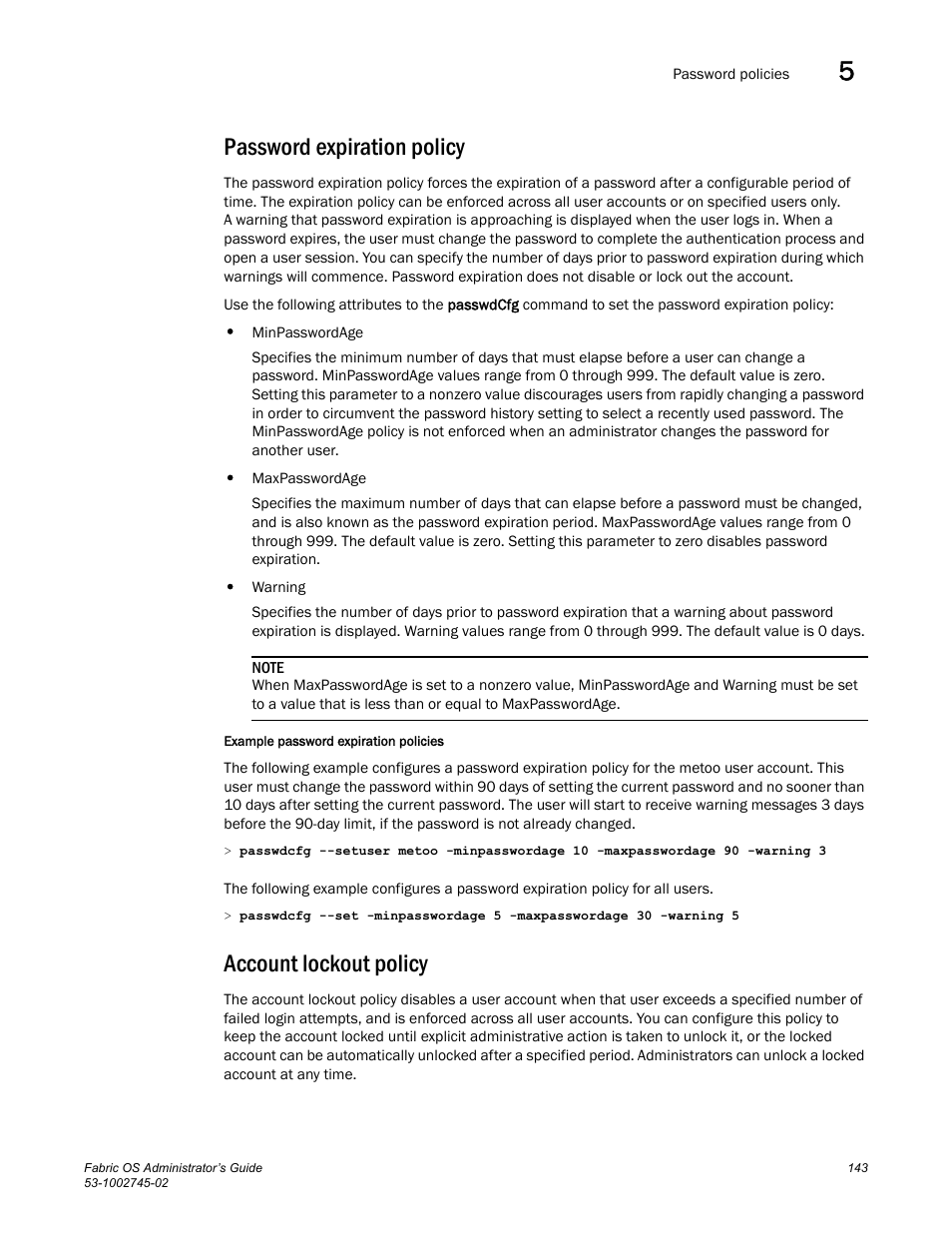 Password expiration policy, Account lockout policy | Dell POWEREDGE M1000E User Manual | Page 143 / 666