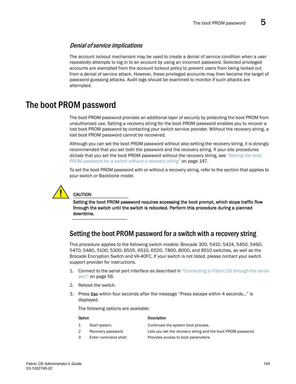 Denial of service implications, The boot prom password | Dell POWEREDGE M1000E User Manual | Page 145 / 666