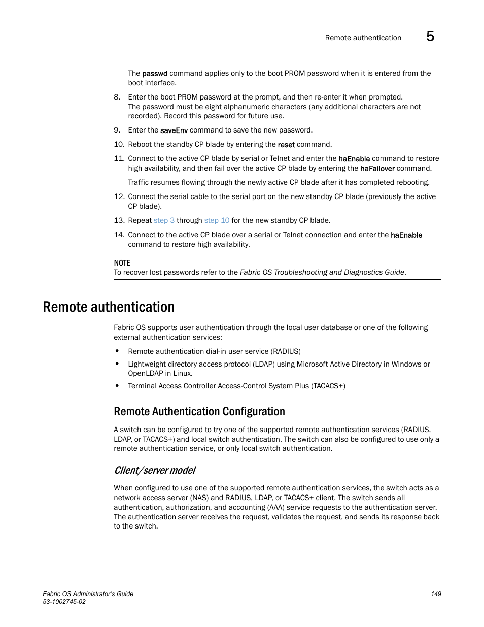 Remote authentication, Remote authentication configuration, Client/server model | Dell POWEREDGE M1000E User Manual | Page 149 / 666