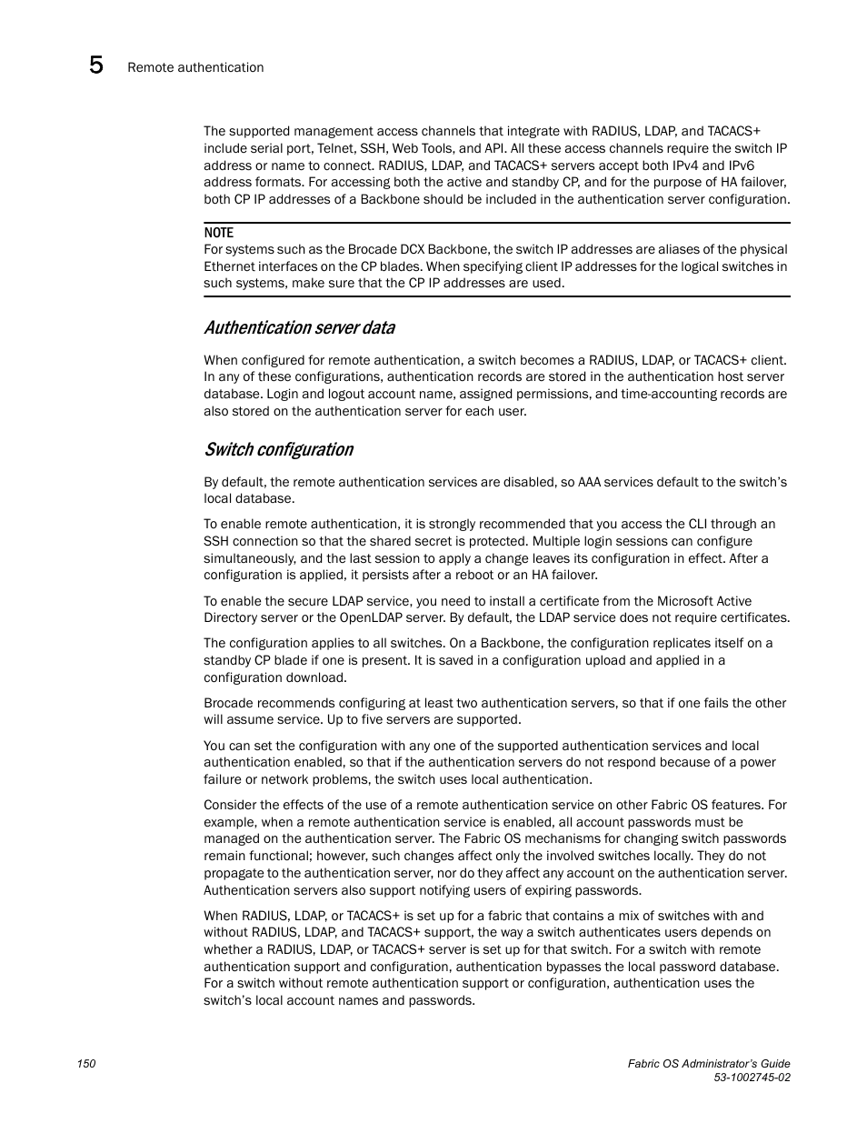 Authentication server data, Switch configuration | Dell POWEREDGE M1000E User Manual | Page 150 / 666