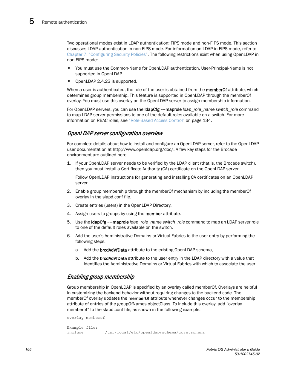 Openldap server configuration overview, Enabling group membership | Dell POWEREDGE M1000E User Manual | Page 166 / 666