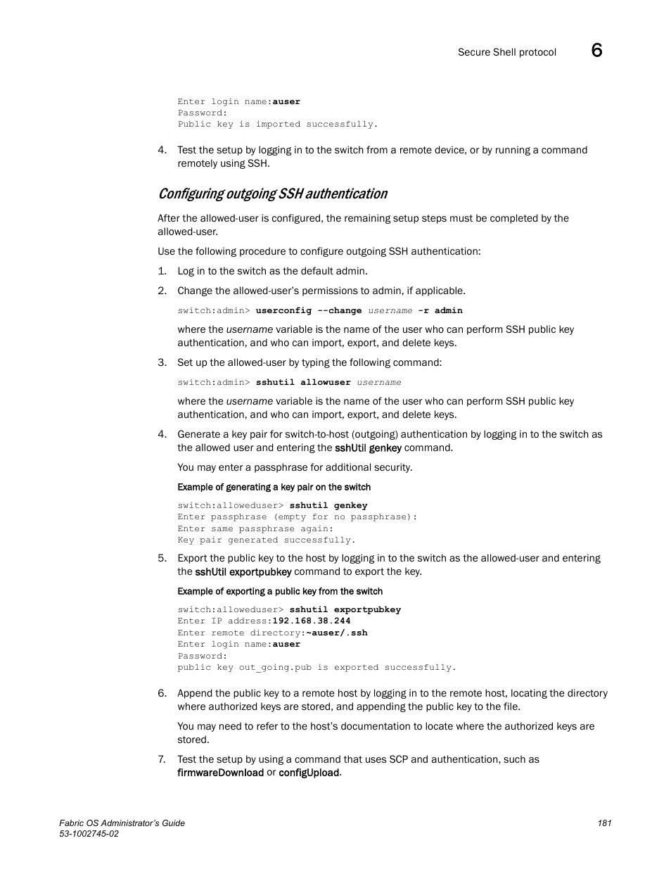 Configuring outgoing ssh authentication | Dell POWEREDGE M1000E User Manual | Page 181 / 666