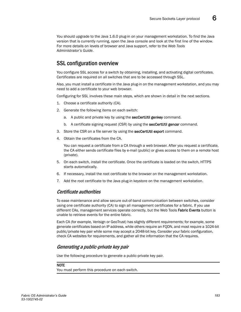 Ssl configuration overview, Certificate authorities, Generating a public-private key pair | Dell POWEREDGE M1000E User Manual | Page 183 / 666