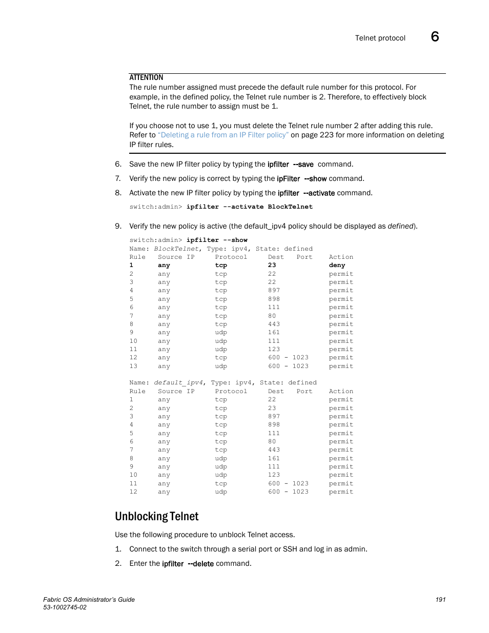 Unblocking telnet | Dell POWEREDGE M1000E User Manual | Page 191 / 666