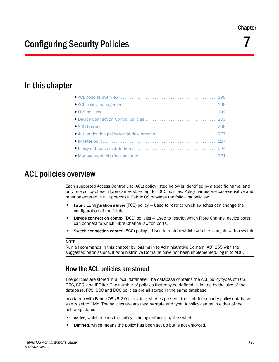 Configuring security policies, Acl policies overview, How the acl policies are stored | Chapter 7, Chapter 7, “configuring security policies | Dell POWEREDGE M1000E User Manual | Page 195 / 666