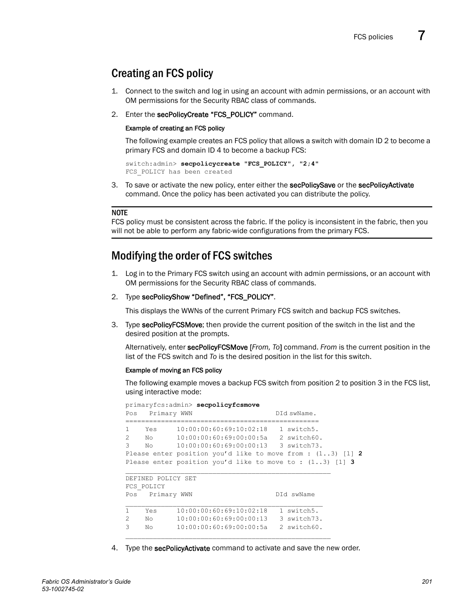 Creating an fcs policy, Modifying the order of fcs switches | Dell POWEREDGE M1000E User Manual | Page 201 / 666