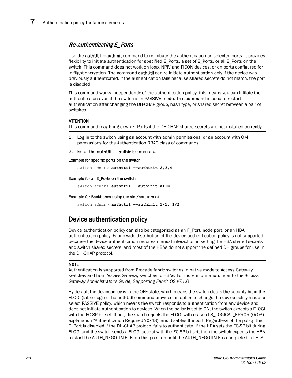 Re-authenticating e_ports, Device authentication policy | Dell POWEREDGE M1000E User Manual | Page 210 / 666
