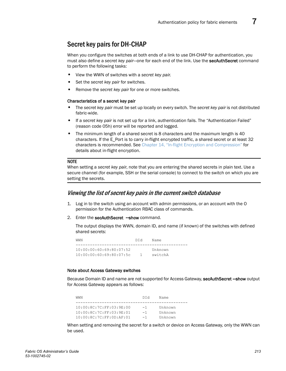 Secret key pairs for dh-chap | Dell POWEREDGE M1000E User Manual | Page 213 / 666