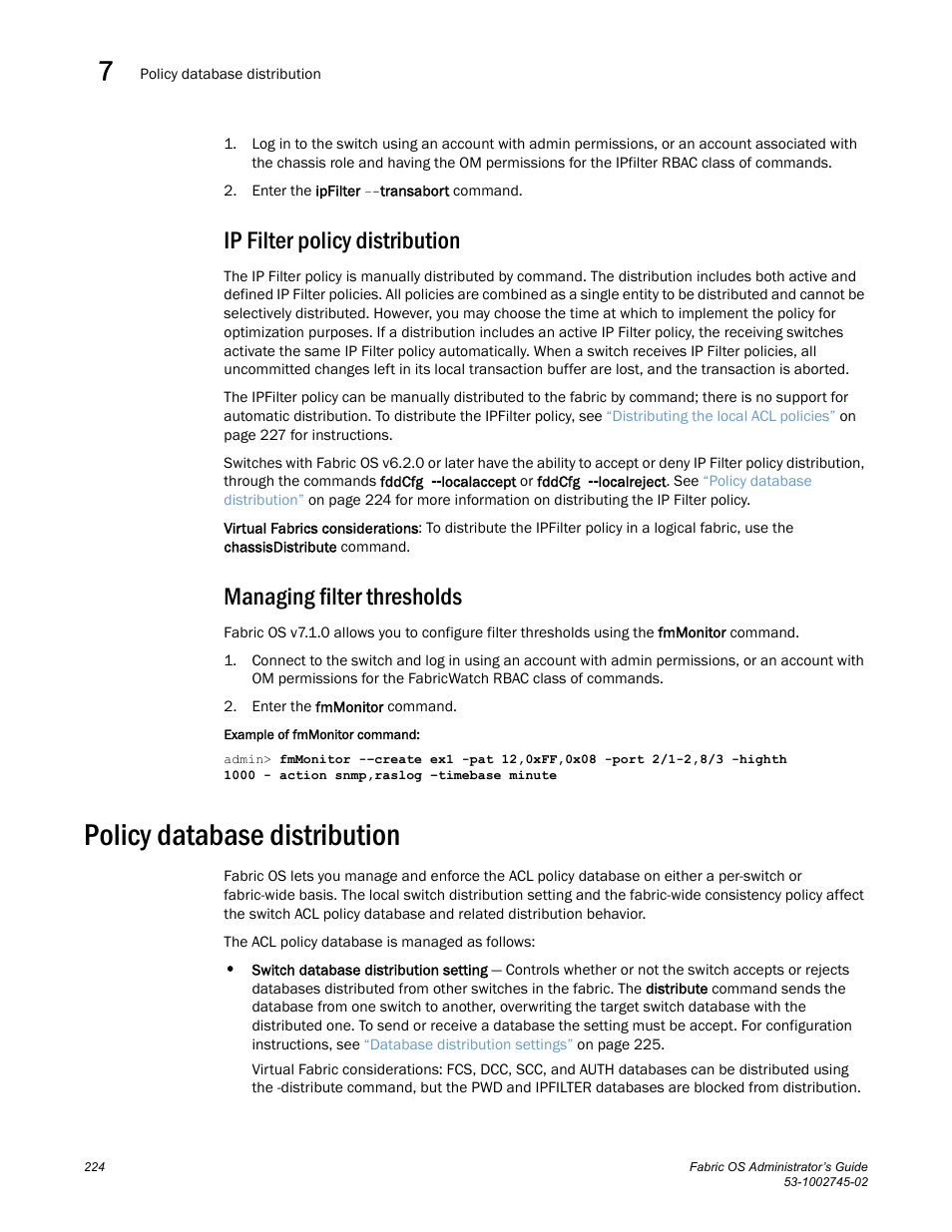 Ip filter policy distribution, Managing filter thresholds, Policy database distribution | C. see, Policy database, Distribution | Dell POWEREDGE M1000E User Manual | Page 224 / 666