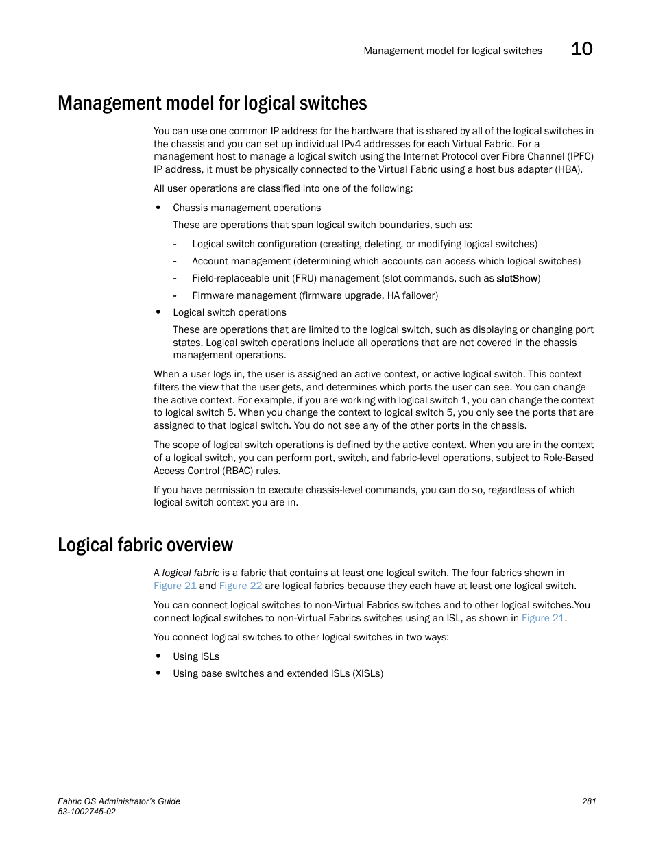 Management model for logical switches, Logical fabric overview | Dell POWEREDGE M1000E User Manual | Page 281 / 666