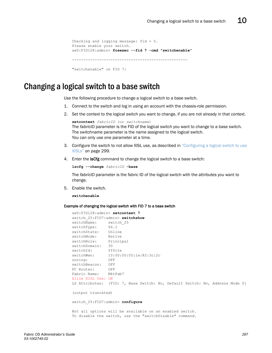 Changing a logical switch to a base switch | Dell POWEREDGE M1000E User Manual | Page 297 / 666