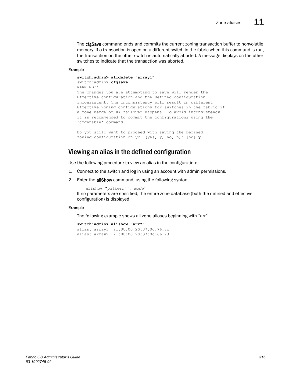 Viewing an alias in the defined configuration | Dell POWEREDGE M1000E User Manual | Page 315 / 666