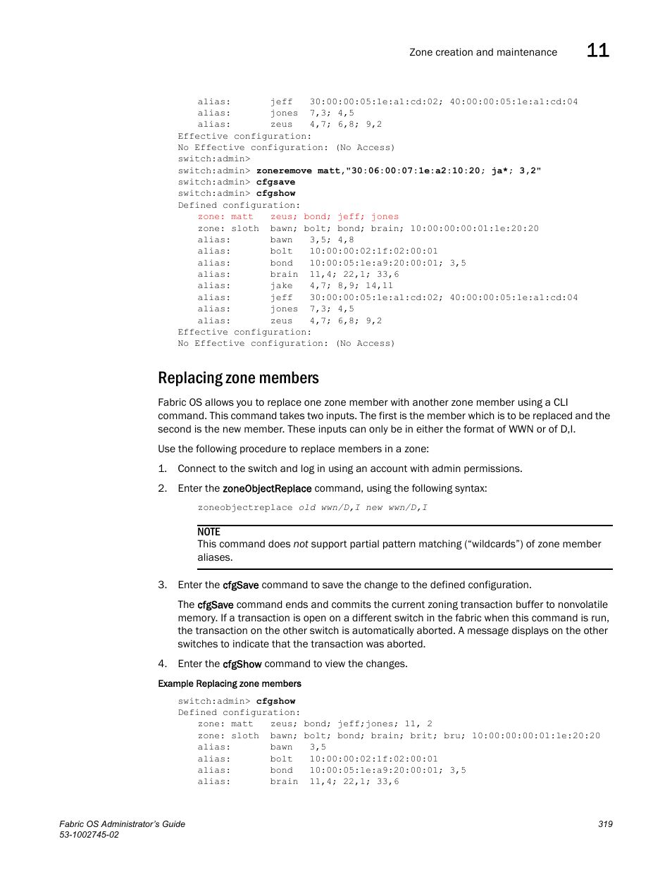 Replacing zone members | Dell POWEREDGE M1000E User Manual | Page 319 / 666