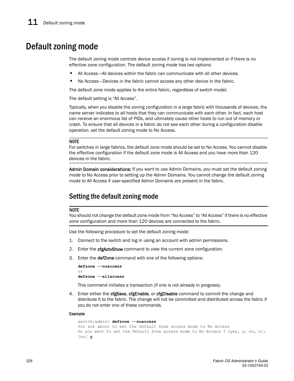 Default zoning mode, Setting the default zoning mode | Dell POWEREDGE M1000E User Manual | Page 326 / 666