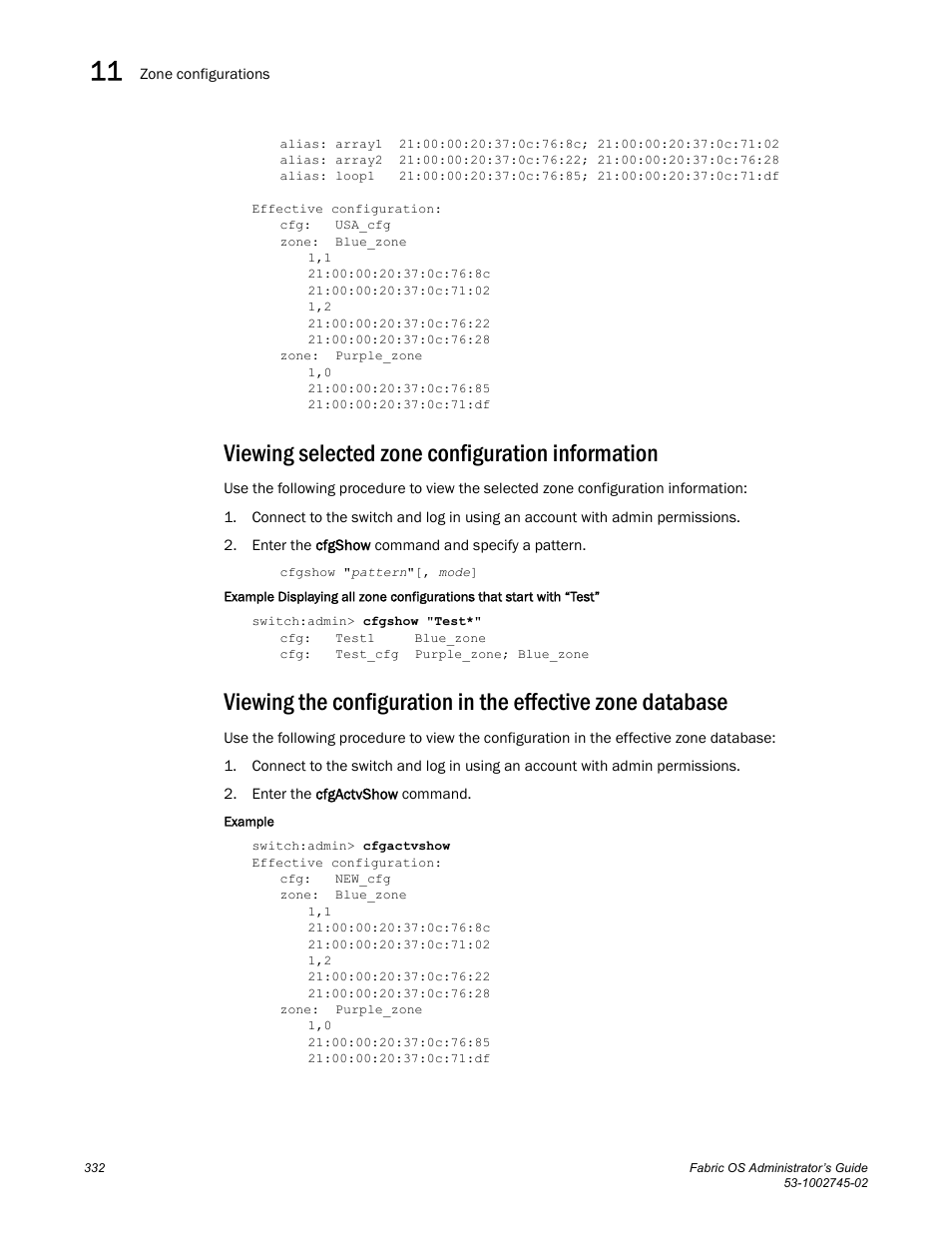 Viewing selected zone configuration information | Dell POWEREDGE M1000E User Manual | Page 332 / 666