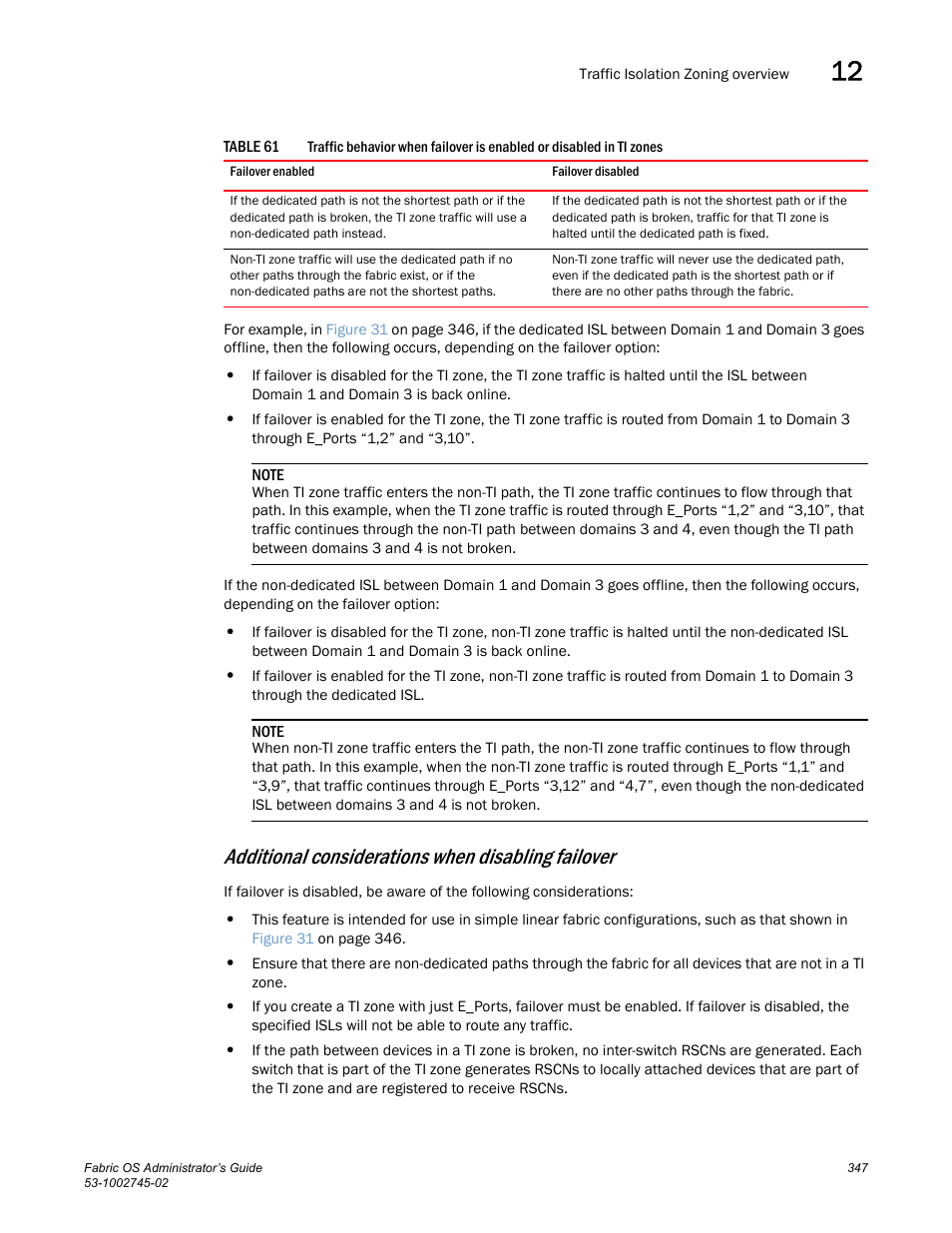 Additional considerations when disabling failover, Table 61 | Dell POWEREDGE M1000E User Manual | Page 347 / 666
