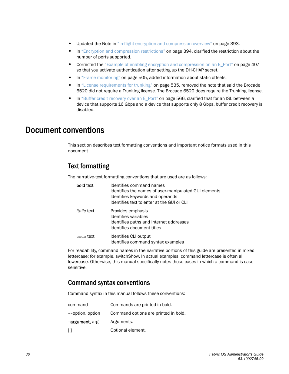 Document conventions, Text formatting, Command syntax conventions | Dell POWEREDGE M1000E User Manual | Page 36 / 666