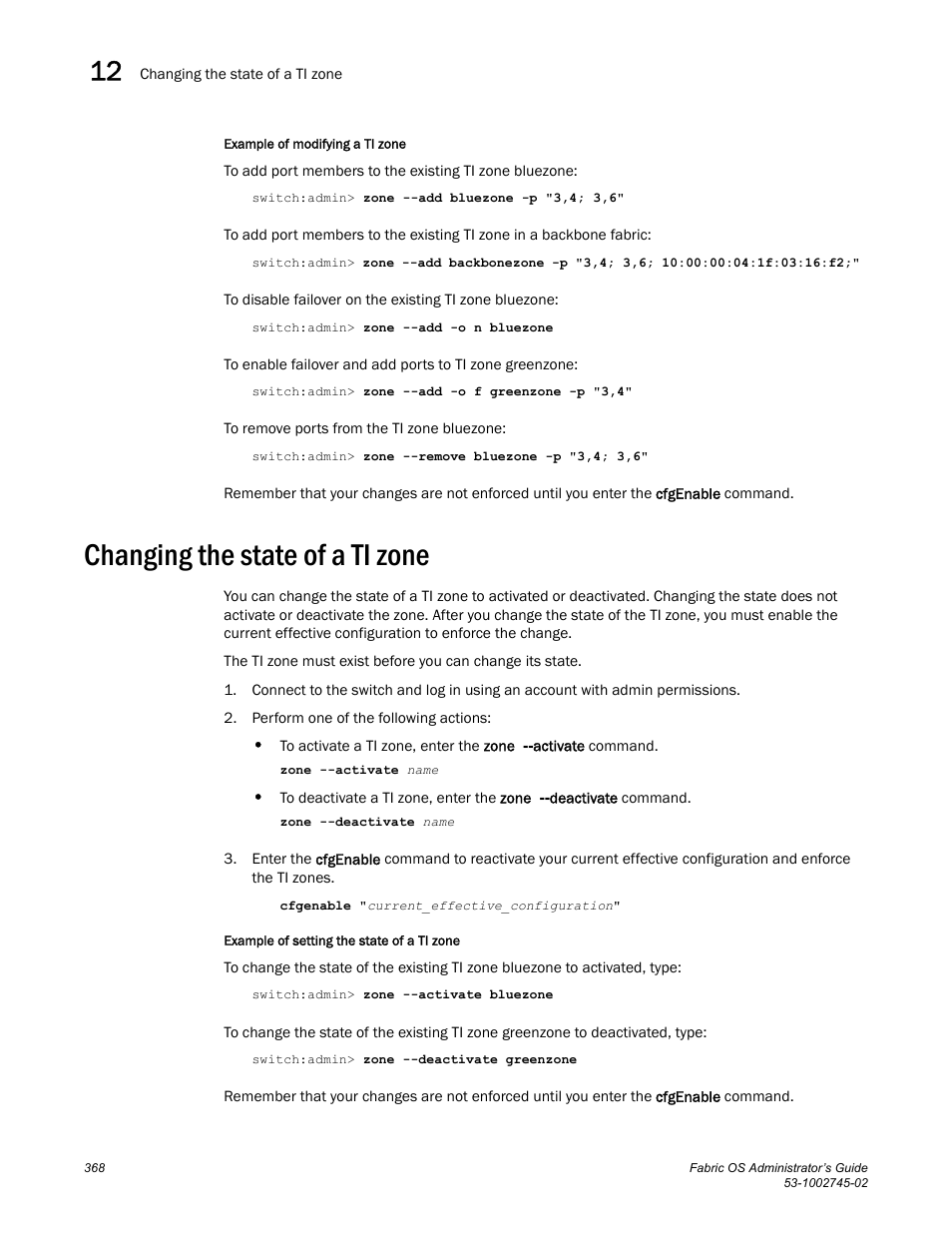 Changing the state of a ti zone | Dell POWEREDGE M1000E User Manual | Page 368 / 666