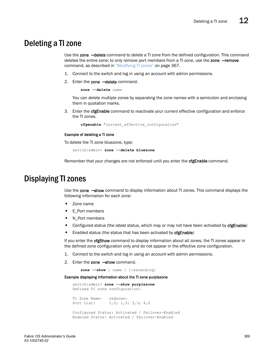 Deleting a ti zone, Displaying ti zones | Dell POWEREDGE M1000E User Manual | Page 369 / 666