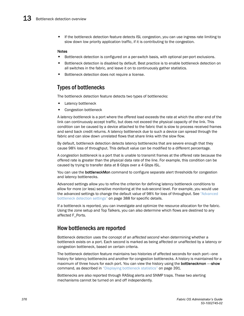 Types of bottlenecks, How bottlenecks are reported | Dell POWEREDGE M1000E User Manual | Page 376 / 666