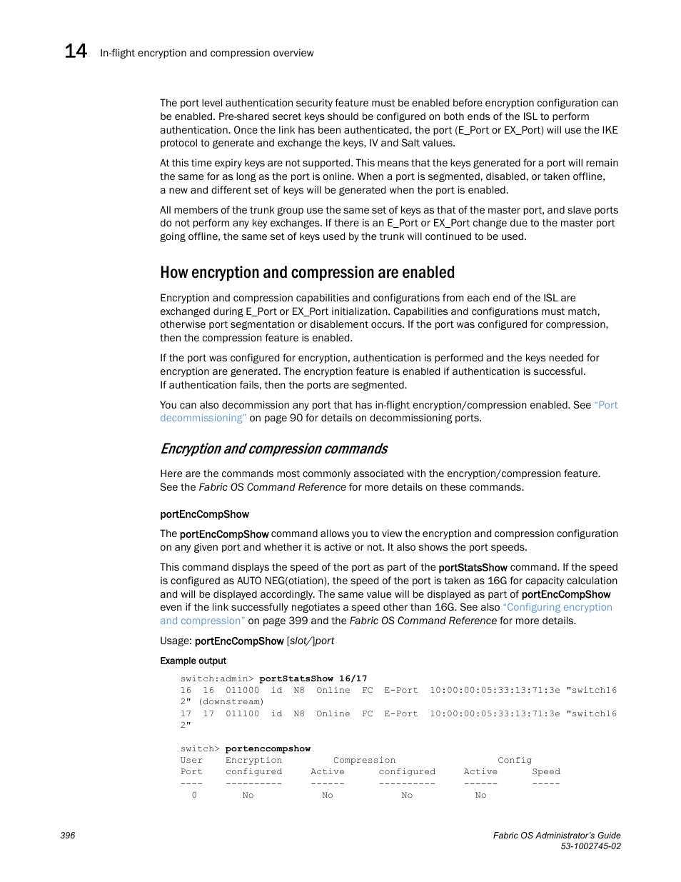 How encryption and compression are enabled, Encryption and compression commands | Dell POWEREDGE M1000E User Manual | Page 396 / 666