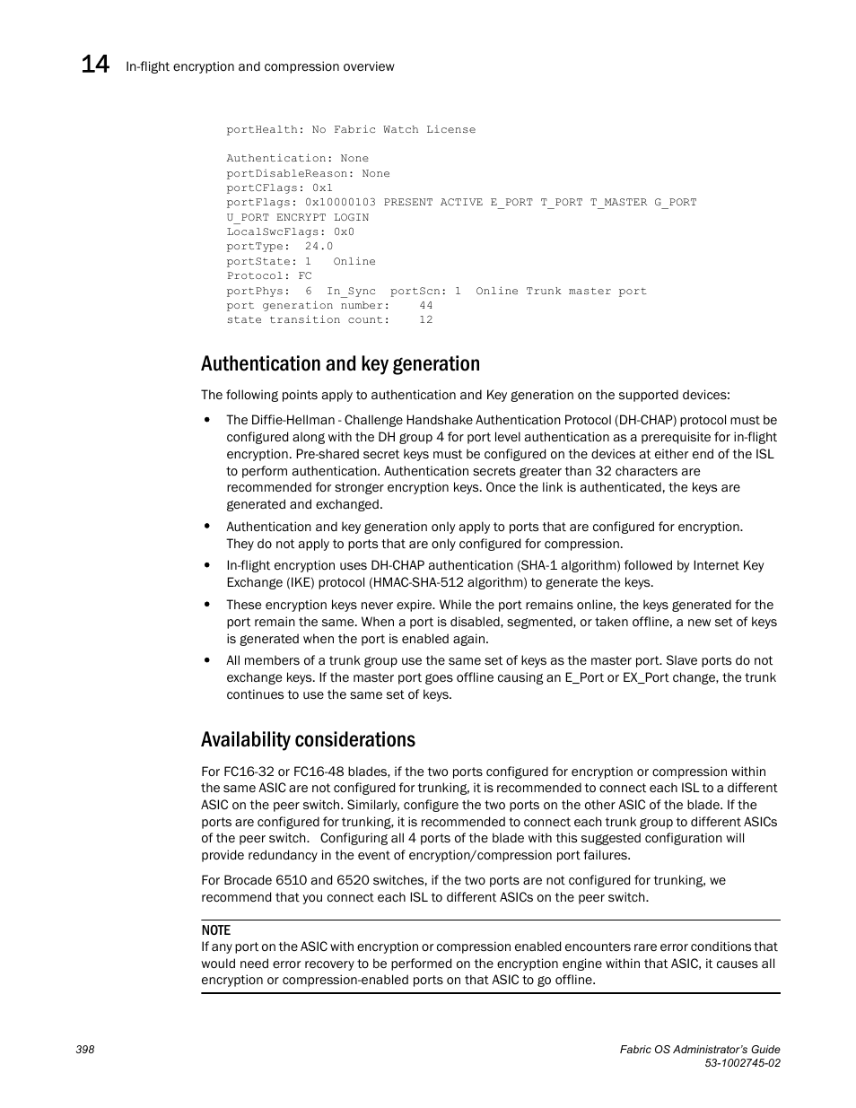 Authentication and key generation, Availability considerations | Dell POWEREDGE M1000E User Manual | Page 398 / 666