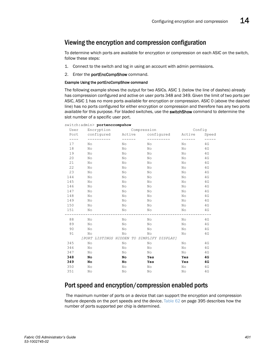 Port speed and, Encryption/compression enabled ports | Dell POWEREDGE M1000E User Manual | Page 401 / 666