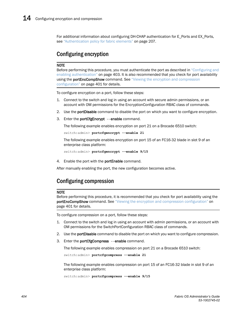 Configuring encryption, Configuring compression | Dell POWEREDGE M1000E User Manual | Page 404 / 666