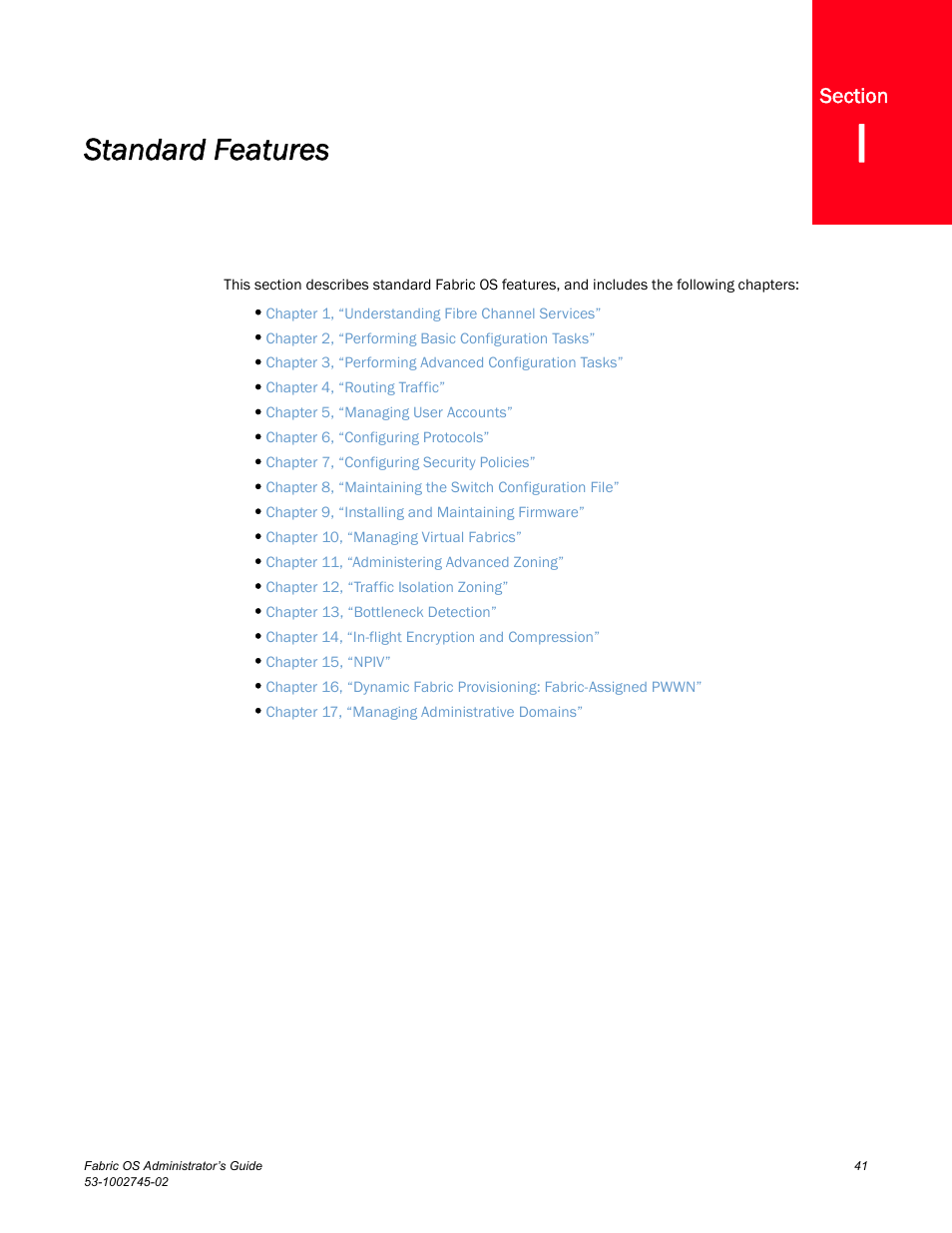 Section i, Standard features | Dell POWEREDGE M1000E User Manual | Page 41 / 666