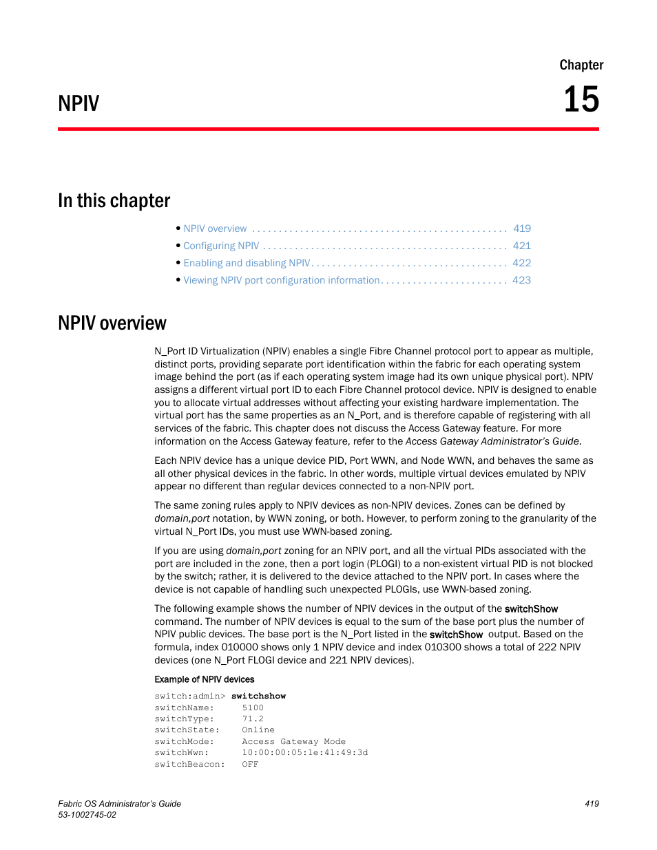 Npiv, Npiv overview, Chapter 15 | Chapter 15, “npiv | Dell POWEREDGE M1000E User Manual | Page 419 / 666