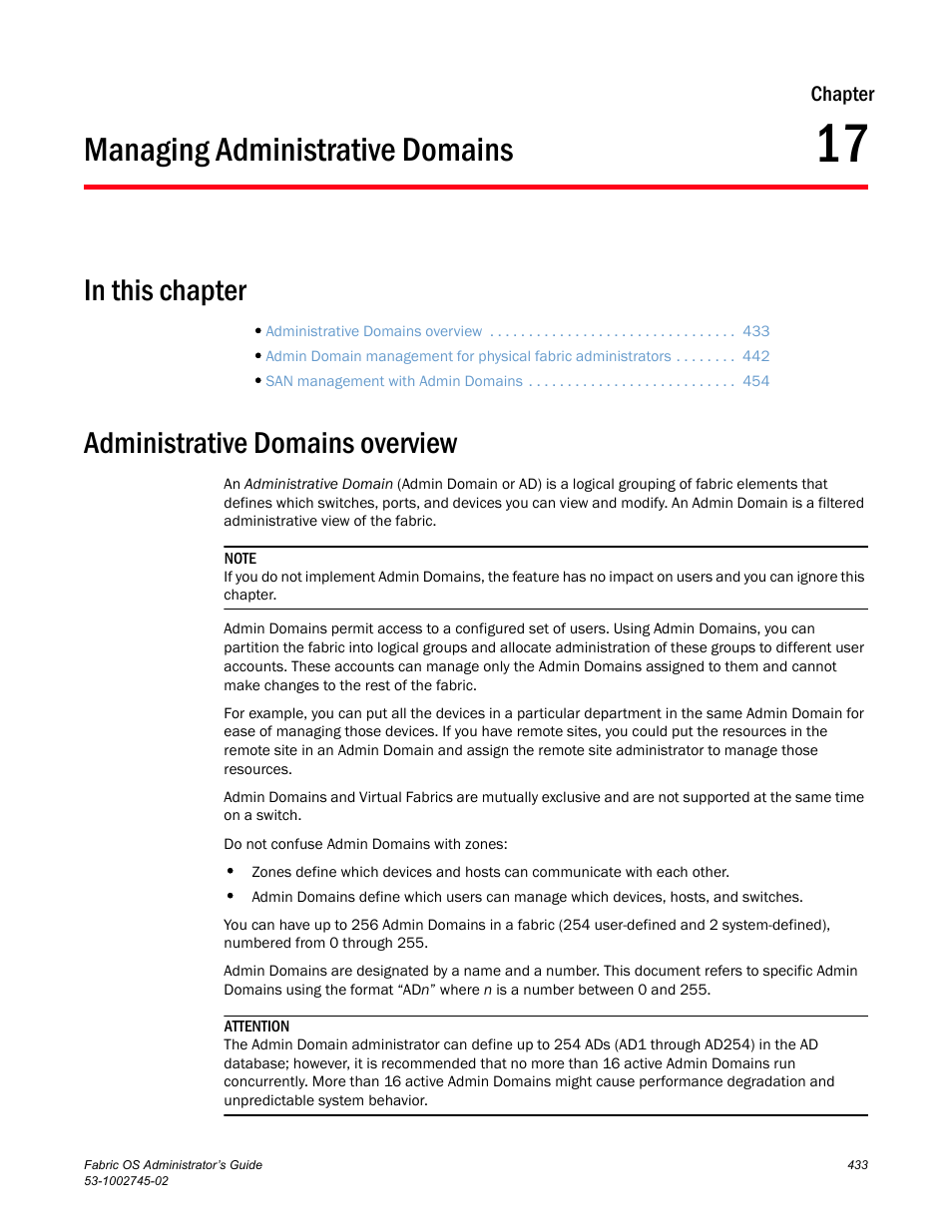 Managing administrative domains, Administrative domains overview, Chapter 17 | Chapter 17, “managing administrative domains, Chapter 17, “managing administrative, Domains | Dell POWEREDGE M1000E User Manual | Page 433 / 666