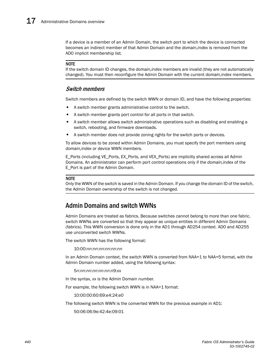 Switch members, Admin domains and switch wwns | Dell POWEREDGE M1000E User Manual | Page 440 / 666
