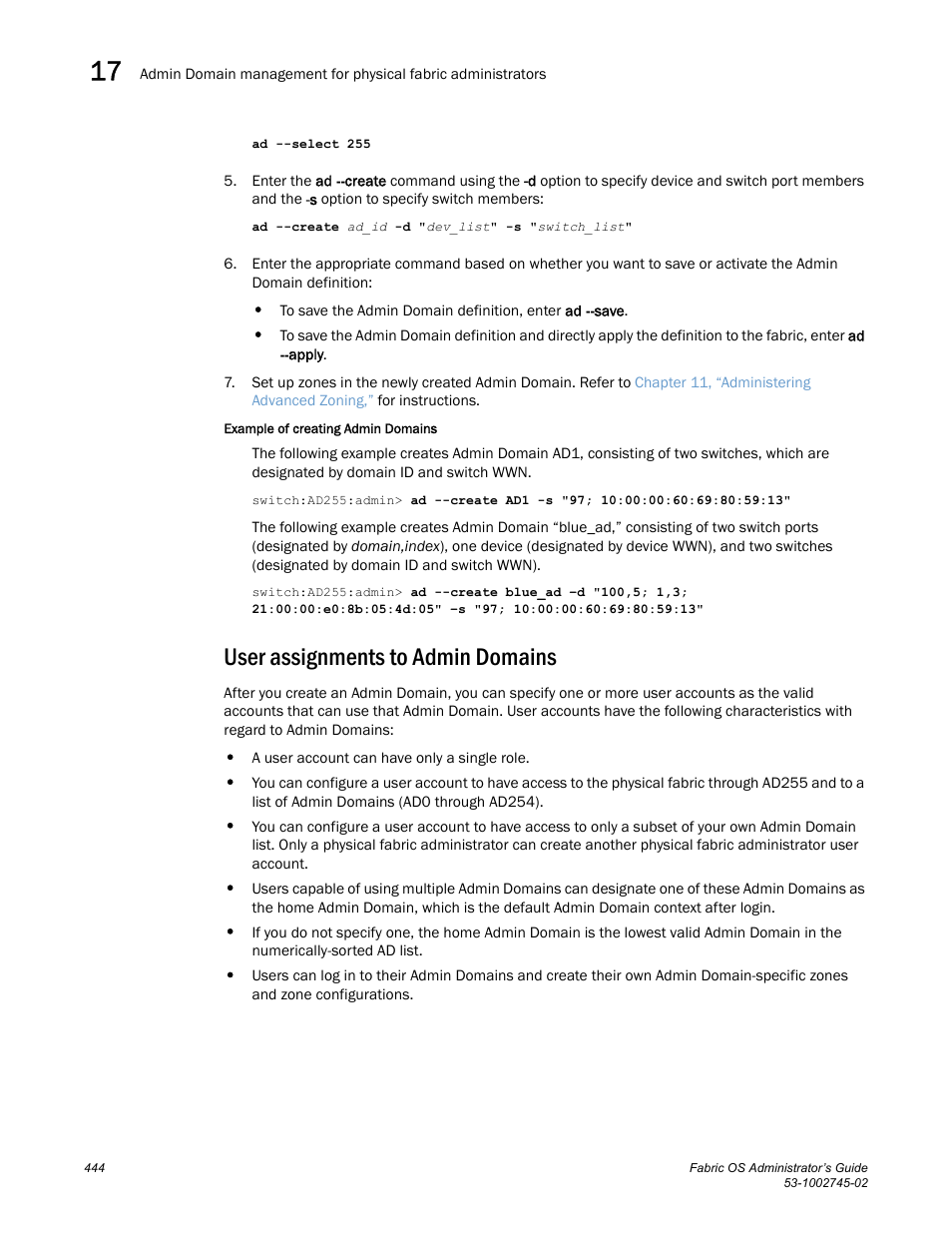 User assignments to admin domains | Dell POWEREDGE M1000E User Manual | Page 444 / 666