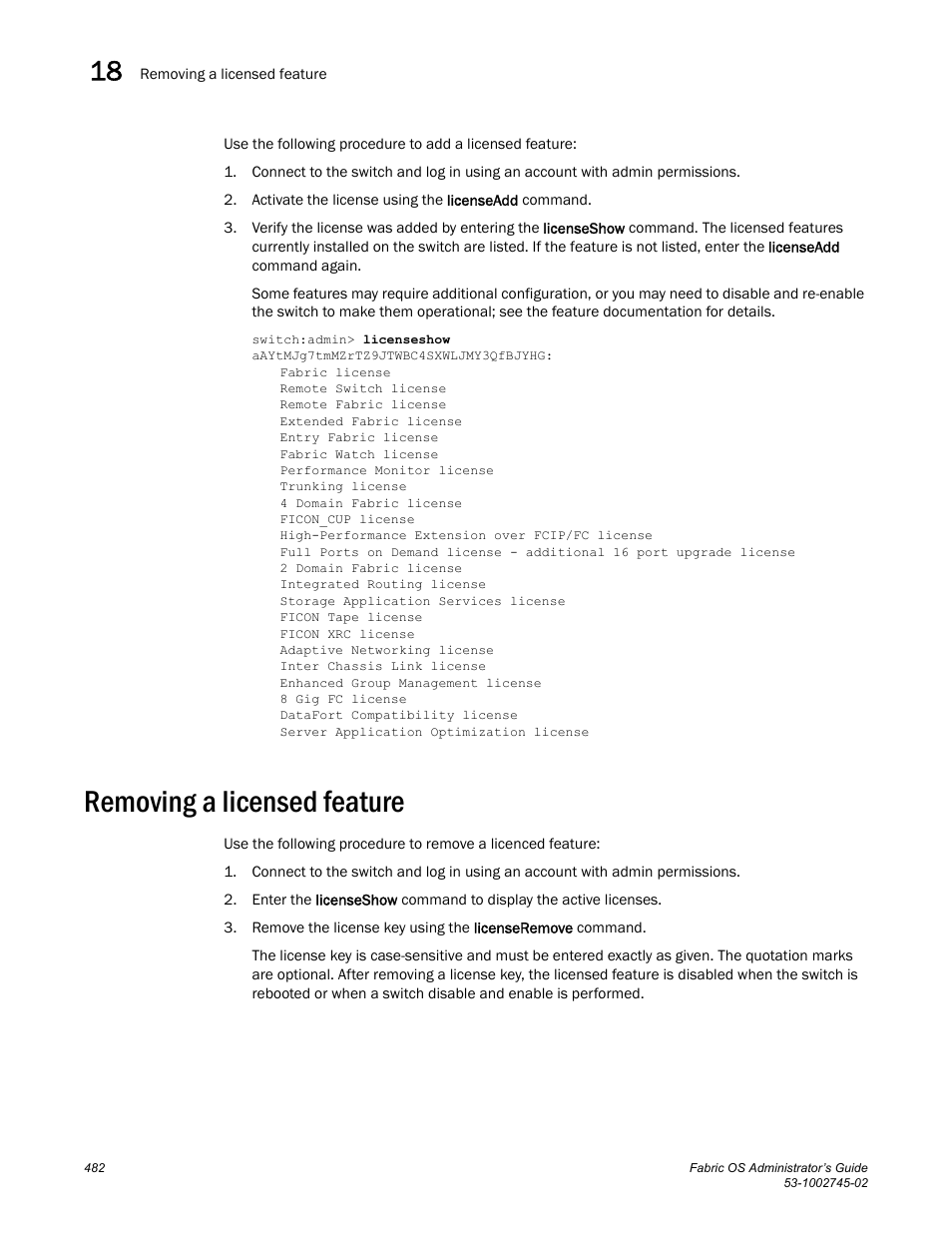 Removing a licensed feature | Dell POWEREDGE M1000E User Manual | Page 482 / 666