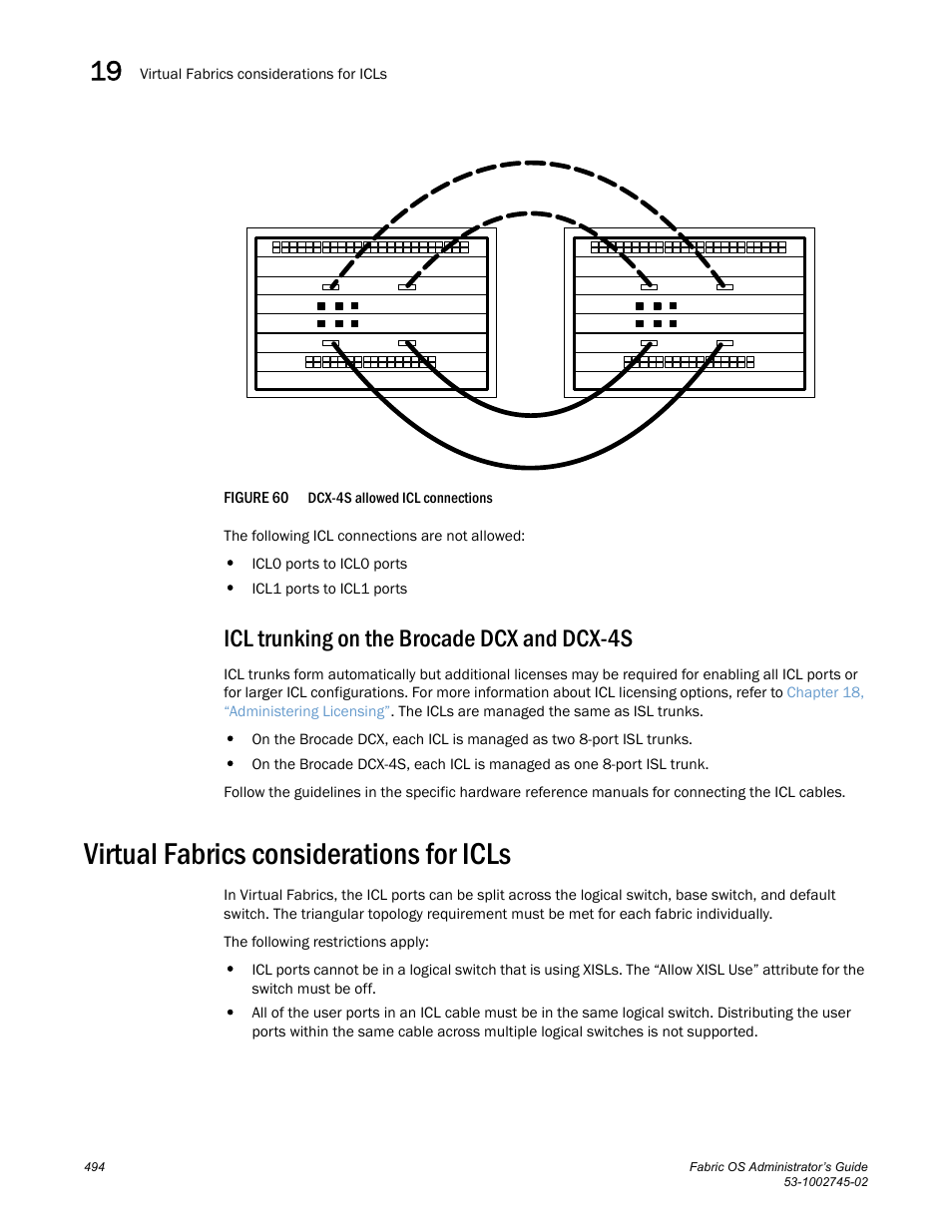 Icl trunking on the brocade dcx and dcx-4s, Virtual fabrics considerations for icls, Figure 60 | Ed in | Dell POWEREDGE M1000E User Manual | Page 494 / 666