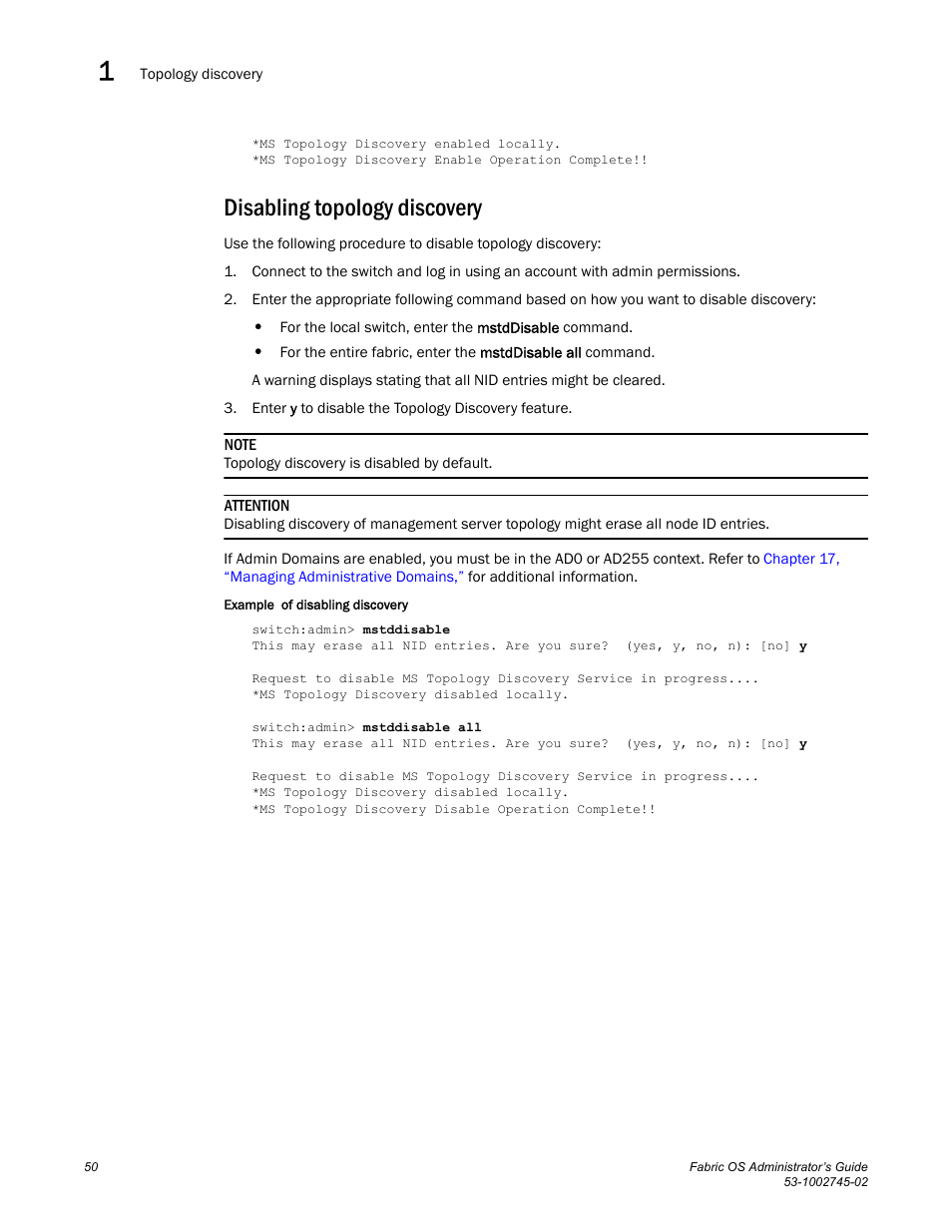 Disabling topology discovery | Dell POWEREDGE M1000E User Manual | Page 50 / 666