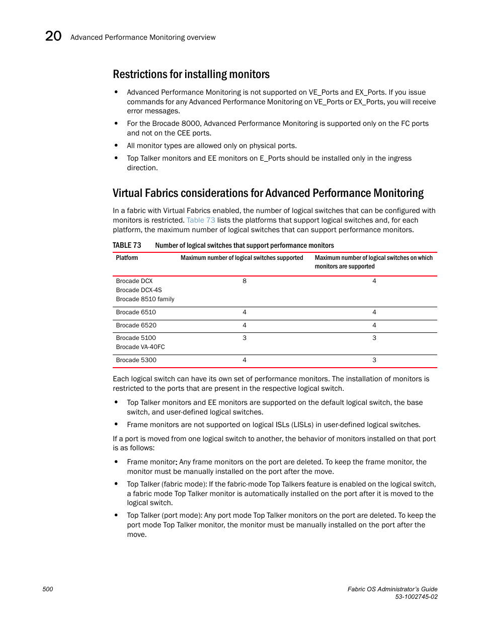 Restrictions for installing monitors, Table 73 | Dell POWEREDGE M1000E User Manual | Page 500 / 666