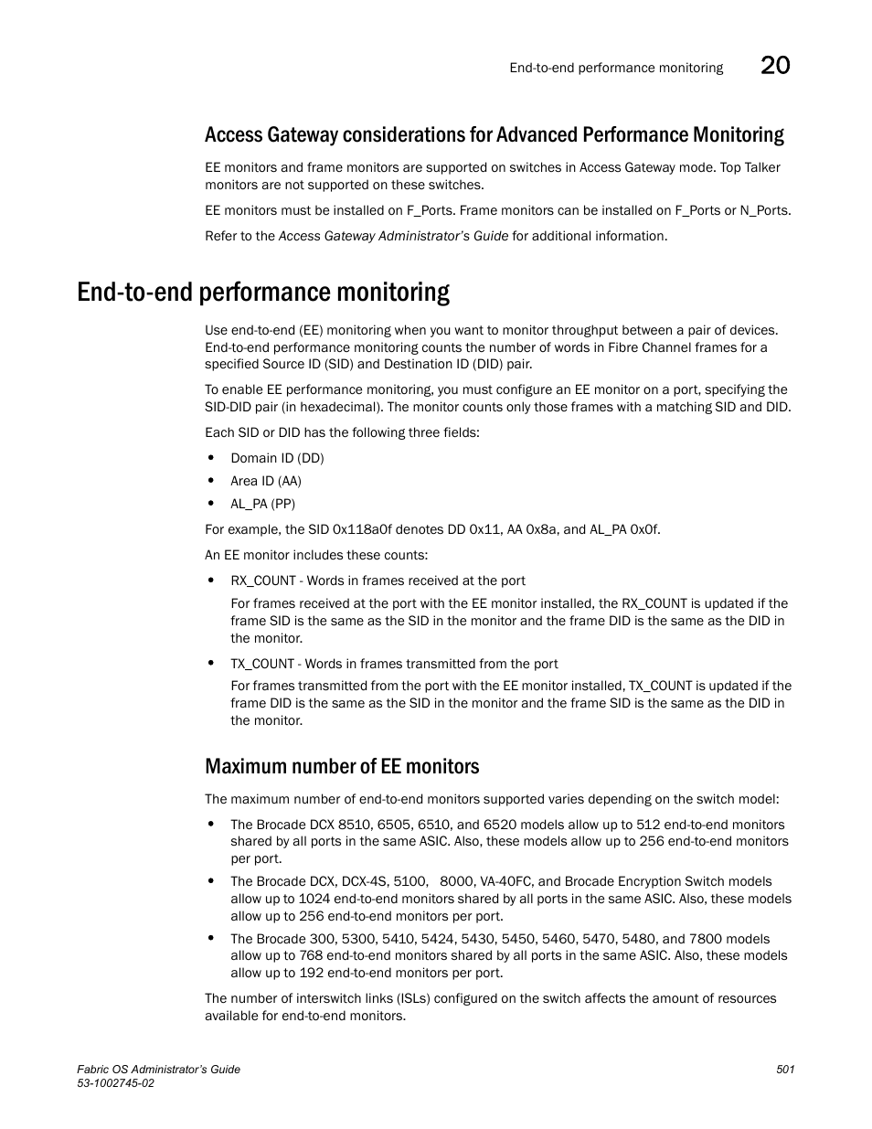 End-to-end performance monitoring, Maximum number of ee monitors | Dell POWEREDGE M1000E User Manual | Page 501 / 666