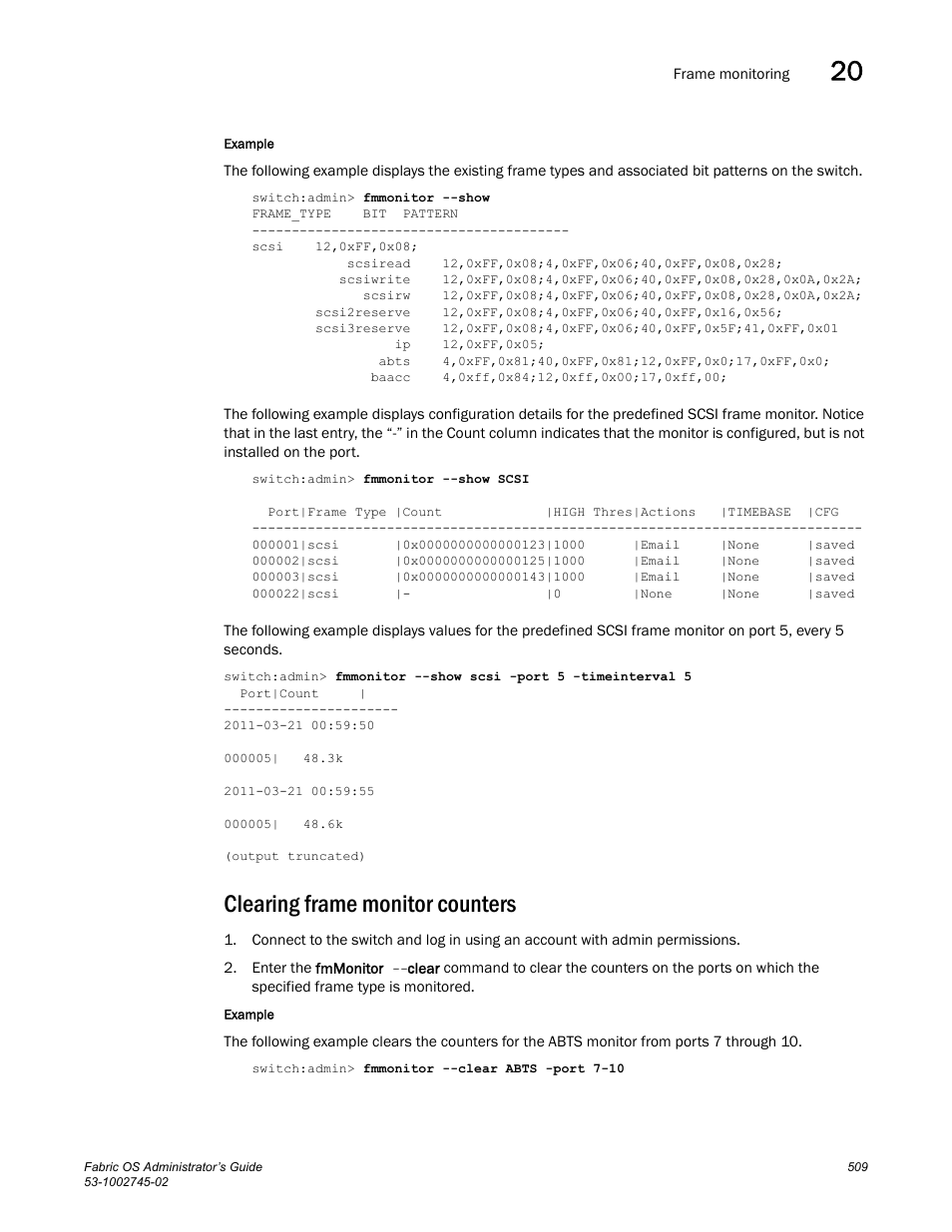 Clearing frame monitor counters | Dell POWEREDGE M1000E User Manual | Page 509 / 666