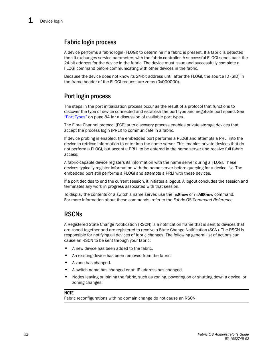 Fabric login process, Port login process, Rscns | Dell POWEREDGE M1000E User Manual | Page 52 / 666