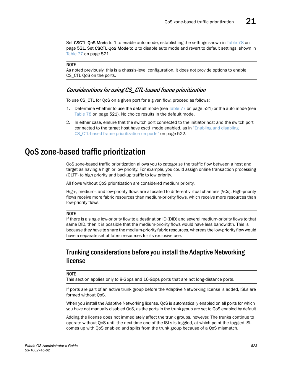 Qos zone-based traffic prioritization, Trunking considerations before you install the, Adaptive networking license | Considerations for using, Cs_ctl-based frame prioritization | Dell POWEREDGE M1000E User Manual | Page 523 / 666