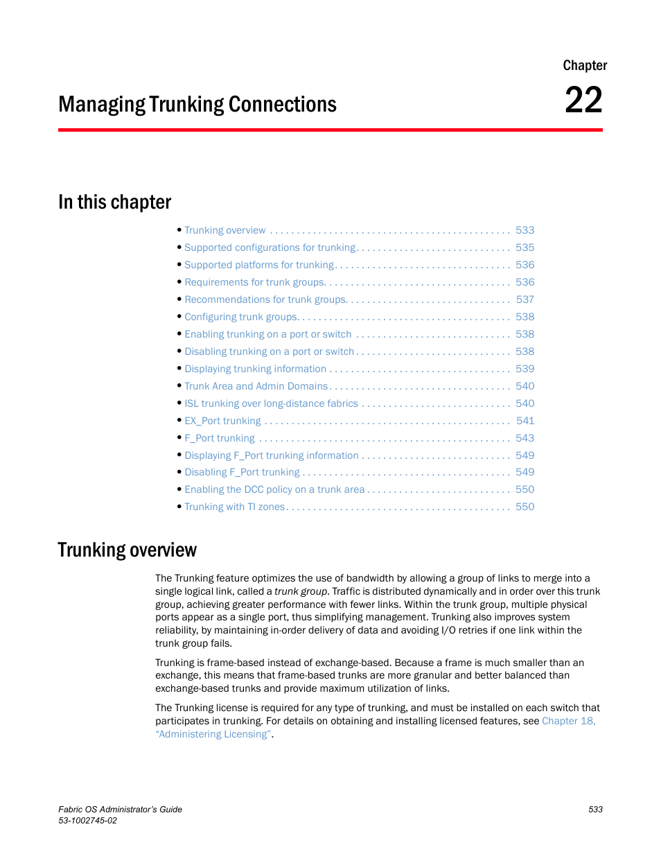 Managing trunking connections, Trunking overview, Chapter 22 | Chapter 22, “managing trunking connections | Dell POWEREDGE M1000E User Manual | Page 533 / 666