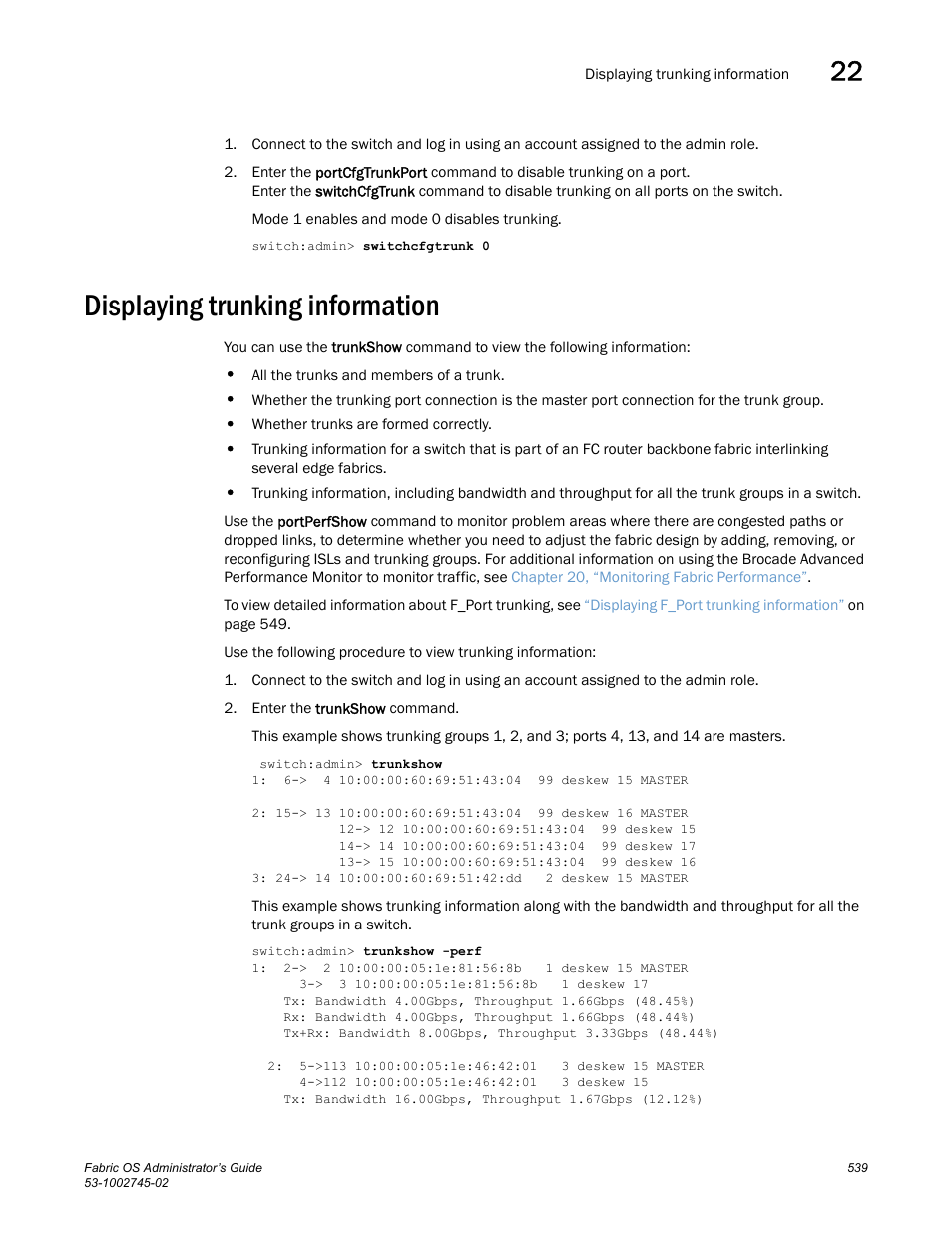 Displaying trunking information | Dell POWEREDGE M1000E User Manual | Page 539 / 666