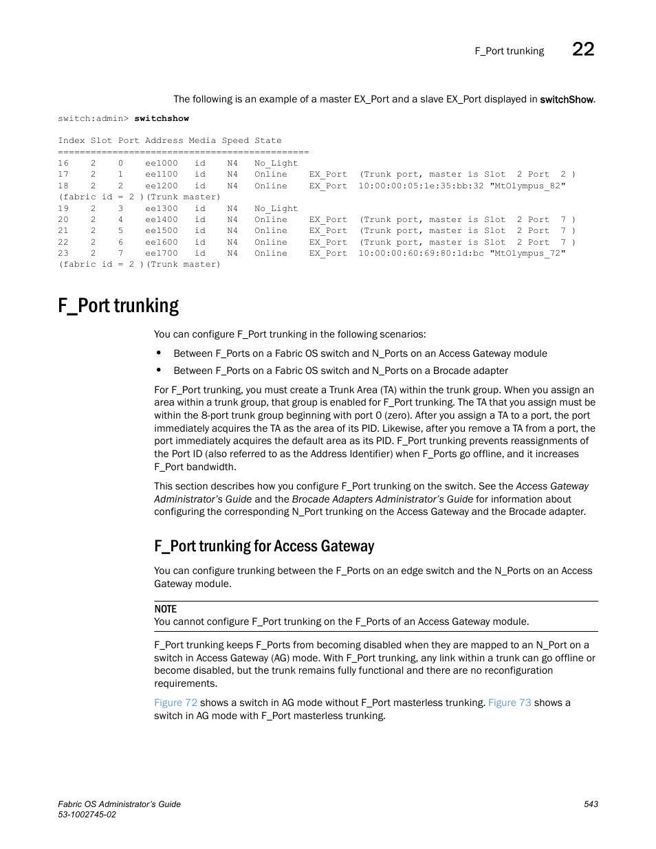 F_port trunking, F_port trunking for access gateway | Dell POWEREDGE M1000E User Manual | Page 543 / 666