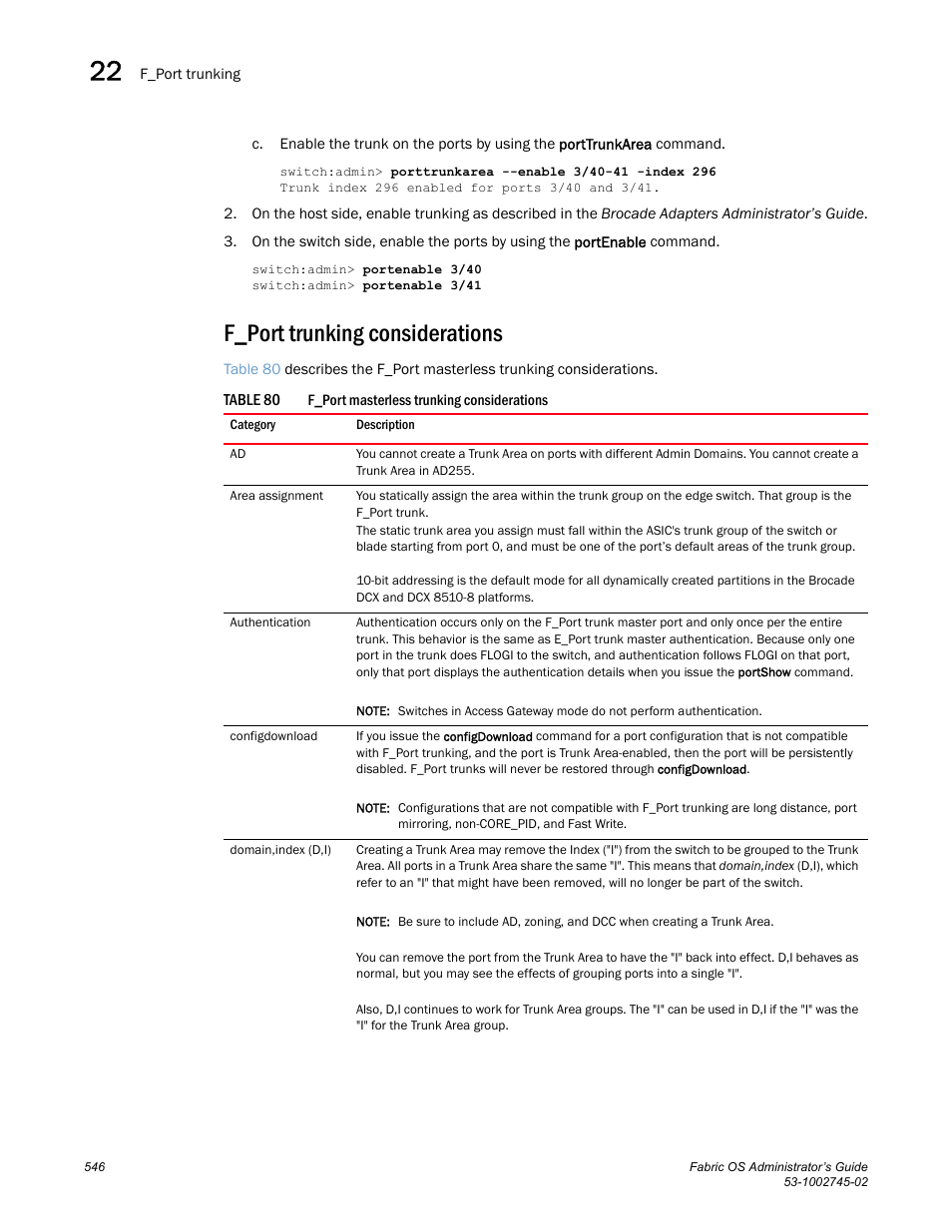 F_port trunking considerations, Table 80 | Dell POWEREDGE M1000E User Manual | Page 546 / 666